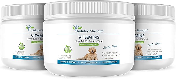 Vitamins for Nursing Dogs to Support Lactation and Post-Natal Recovery, Promote Milk Quality and Healthy Puppies with Calcium, Phosphorus, Magnesium and Zinc, 120 Soft Chews