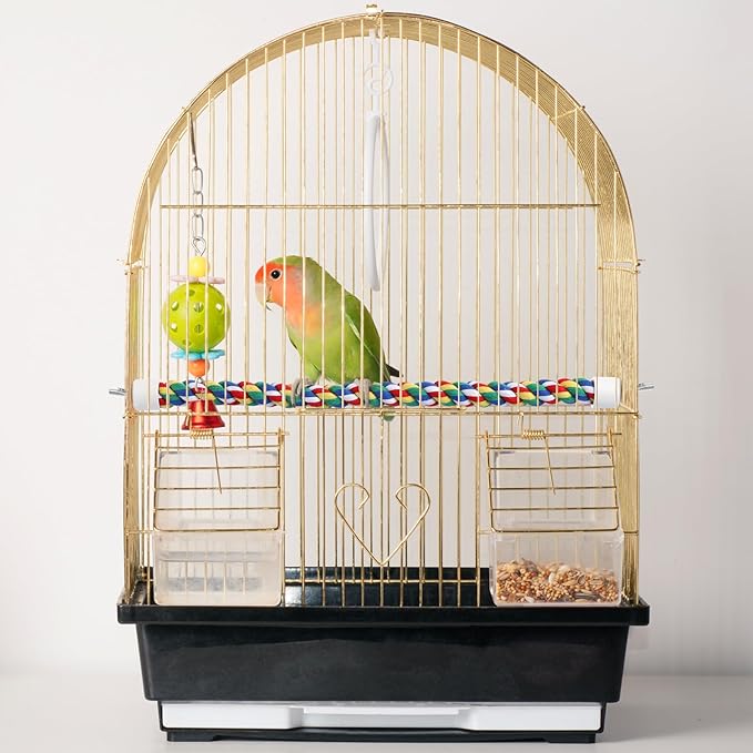 Colorful Bird Rope Perch Stand, Birdcage Swing Spiral Toys, Bird Climbing Standing Bungee Rope Perches Chew Toys Cage Accessories for Cockatiels Parrots Birds (15.7 inch /40 cm)
