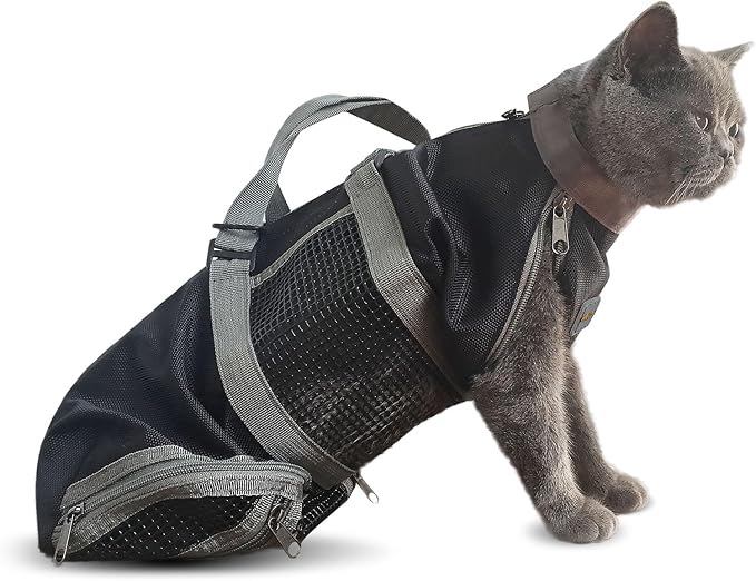 Cinf Cat Nail Clipping Cleaning Grooming Restraint Bag No Scratching Biting for Bathing Nail Trimming Injecting Examining(Black,S)