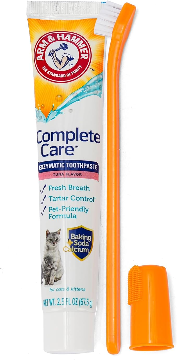 Arm & Hammer Complete Care Dog Dental Kit, Tuna Flavor Enzymatic Dog Toothpaste, Toothbrush, & Finger Brush, Baking Soda + Calcium, Enhanced Formula, 2.5oz