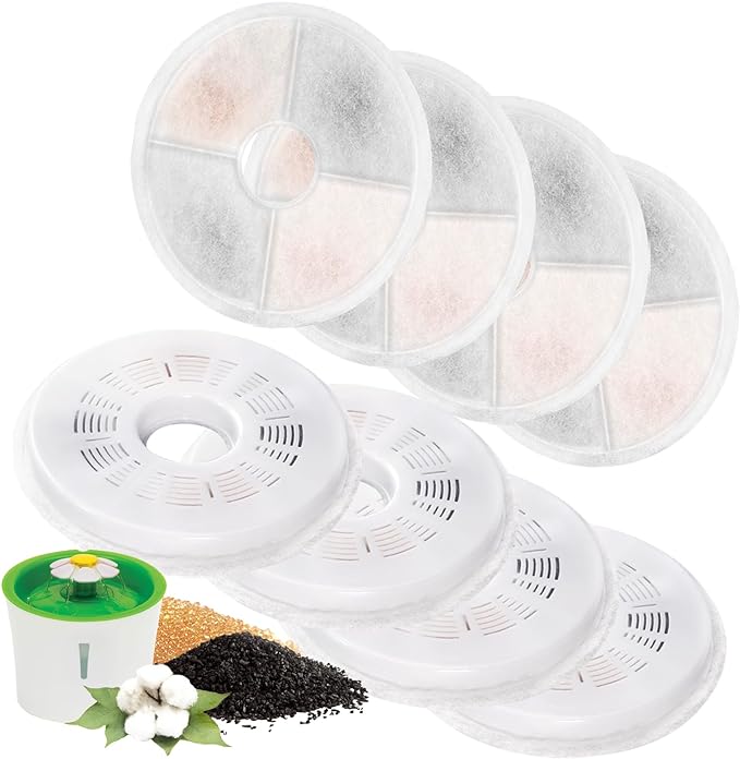 8 Pack Cat Water Fountain Replacement Filters Fit for 3L Flower Water Dispenser Automatic Pet Dog Cat Fountain Filter