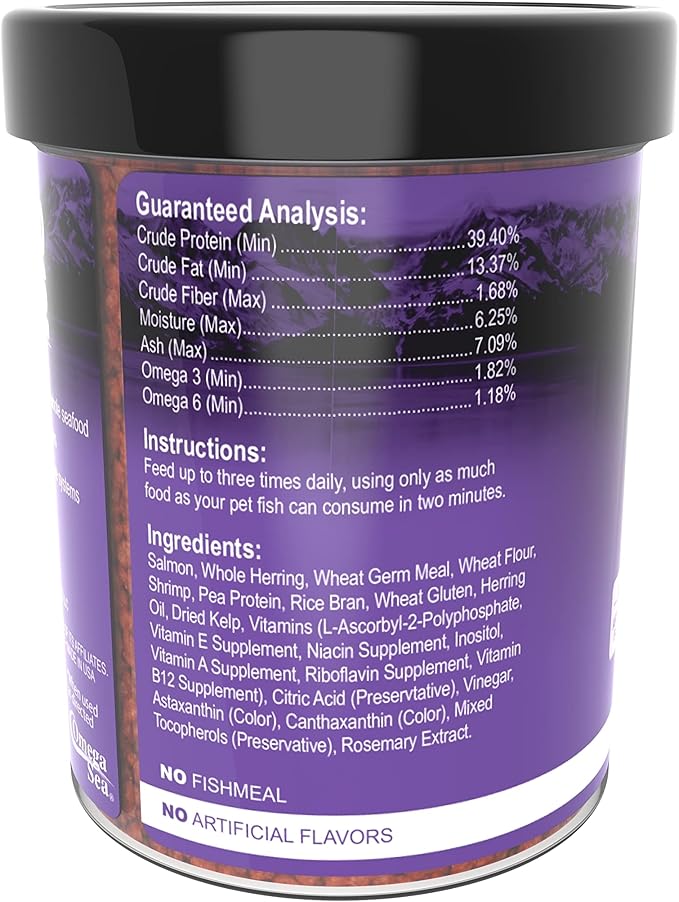 Omega One Super Color Sinking Cichlid Pellets, 2mm Small Pellets, 4.2 oz