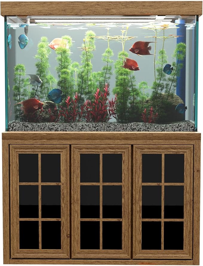 175 Gallon Glass Aquarium with Aluminum Cabinet - Including Sump for Filtration and Circulation, Plumbing, LED, Brown