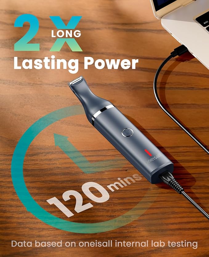 oneisall Dog Clippers with Double Blades,Cordless Small Pet Hair Grooming Trimmer,Low Noise for Trimming Dog's Hair Around Paws, Eyes, Ears, Face, Rump (Teal)