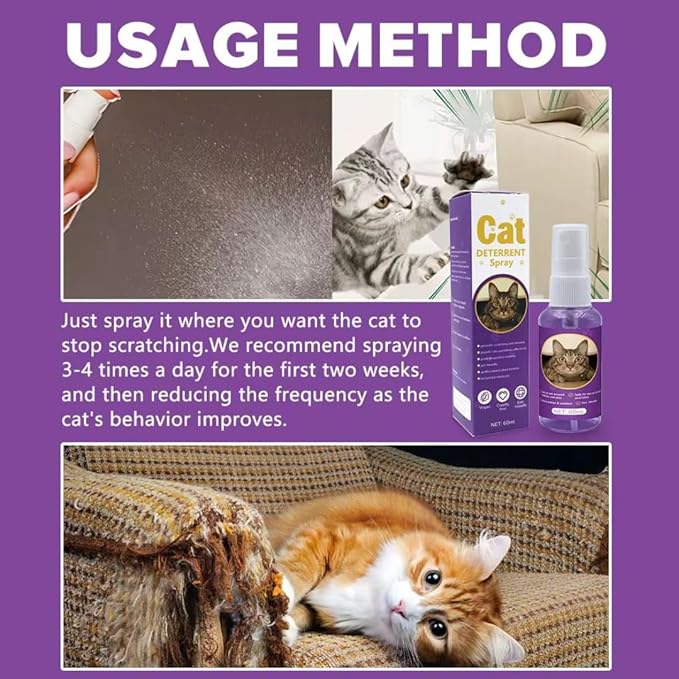 Cat Deterrent Spray for Indoor and Outdoor, Cat Scratch Deterrent for Furniture Protection, Anti Marking Deterrent for Sofas and Carpet, Natural Ingredients