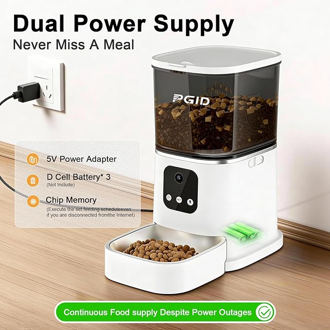 Automatic Cat Feeder, 2.4G WiFi Automatic Dog Food Dispenser，Auto Dog Feeder with APP Control, 5L Timed Auto Cats Food Dispenser w 2-Way Audio for Multiple Pet