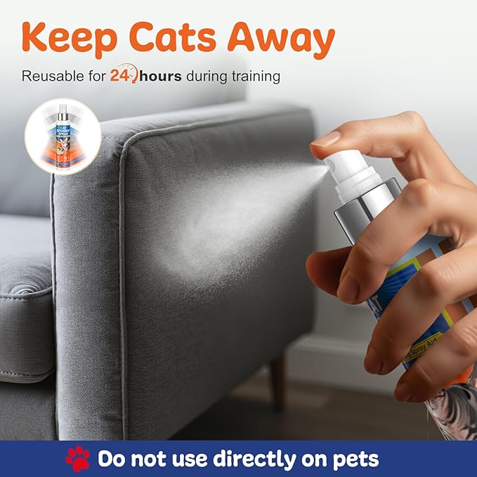 Cat Deterrent Spray, Cat Deterrent for Furniture Protection, Pee Spraying, Excessive Chewing & Scratching Everywhere, Cat Repellent Indoor and Outdoor, Pet-Safe Formula, 5.07 Fl Oz