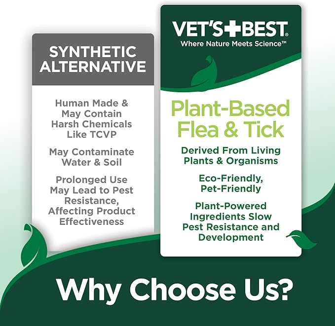 Vet’s Best Natural Flea and Tick Drops for Dogs – Natural Topical Flea Prevention with Certified Essential Oils – Plant-Based Spot-On Treatment for Large Dogs – Pest Control – 4 Month Supply
