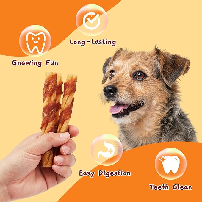 Jungle Calling Chicken Collagen Sticks, Long Lasting Dog Chews, Duck Wrapped Dog Treats, Digestible Rawhide Alternative for Small Medium Dogs, Dog Bones for Teeth Cleaning, 14.1oz, Approx. 22 Sticks