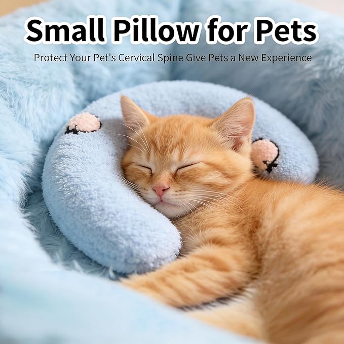 TJE Pet Calming Pillow Soft Plush Washable - Neck Support, Anxiety Relief, Joint Comfort for Small/Medium/Large Dogs & Cats (Yellow Chenille Stems)