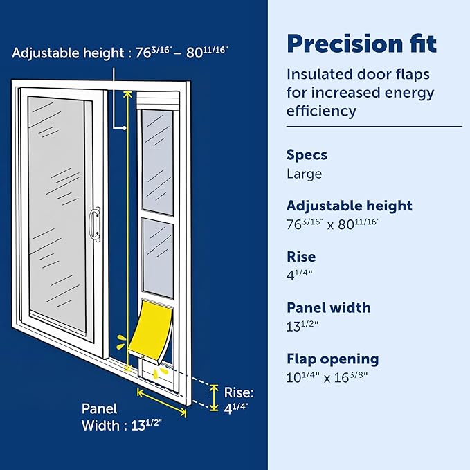PetSafe Extreme Weather Sliding Glass Pet Door - Energy Efficient Entry for Dogs & Cats - Triple Flap with Magnetic Seal - Durable Aluminum Frame - Easy Install - Large