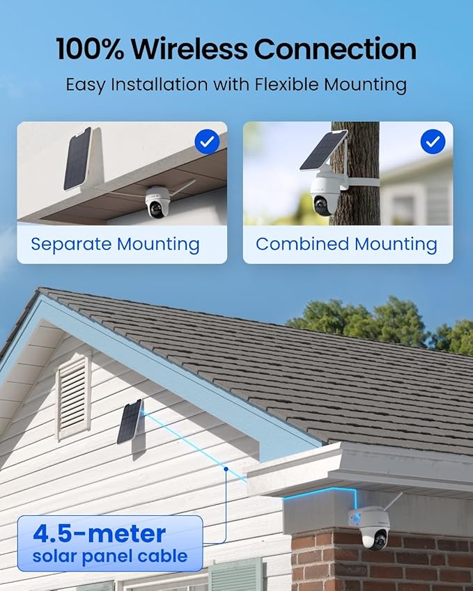 REOLINK 4K Solar Security Camera Outdoor, Encrypted Local Storage Camera System, 360° Pan Tilt, Smart Detection, No Monthly Fee, Home Hub with 4X PT Ultra + Solar Panel