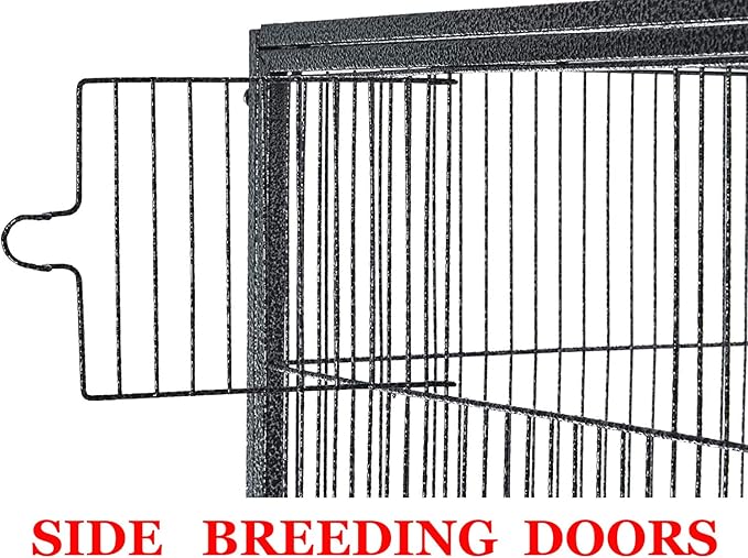 Extra Large 32" x 19" x 64"H Wrought Iron Metal Bird Flight Breeder Cage with Side Breeding Nest Doors with Removable Rolling Stand