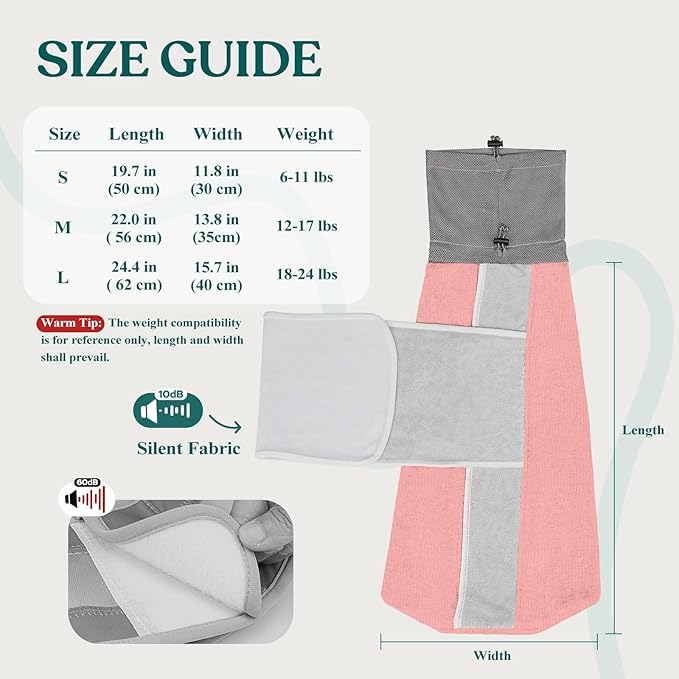 Supet Cat Grooming Wrap for Cutting Nails, Self-Adhesive Anti-Scratch Swaddle with Bite-Proof Mesh Hood & Thick Waist Strap Anti-Escape Bag for Nail Trimming, Medication, Ear Cleaning (Pink M)
