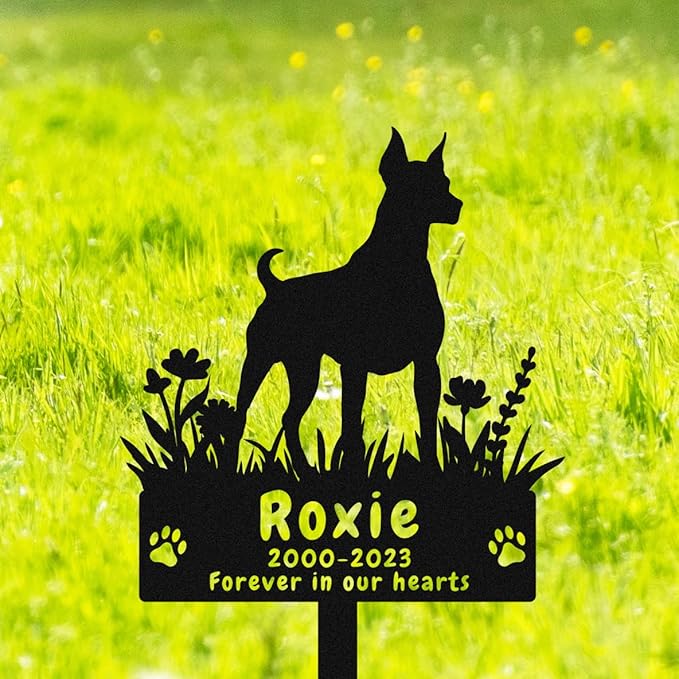 Custom Dog Doberman Pinscher Memorial Grave Marker Outdoor, Personalized Doberman Pinscher Dog Memorial Garden Stake, Customized Pet Dog Grave Marker Headstone Memorial Stake