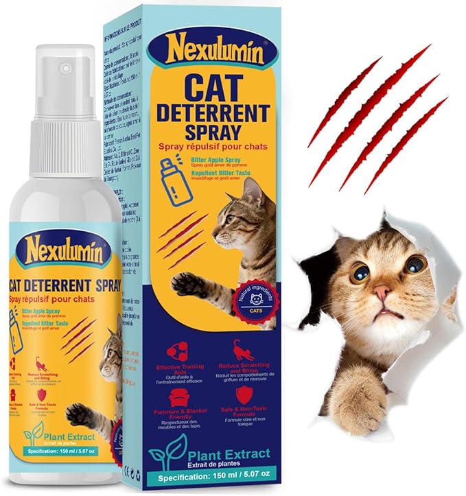 Bitter Apple Cat Deterrent Spray, Natural Pet-Safe Formula for Indoor & Outdoor Use, Stops Chewing & Scratching, Protects Sofa, Carpets & Furniture, Helps Improve Cat Behavior (150ml / 5.07oz)