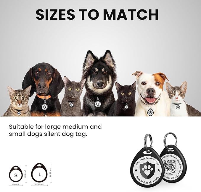 3 Pack Cat Tags Personalized Small, QR Code Cat Name Tag for Kitten Collar, Scan Location Alerts, Black S