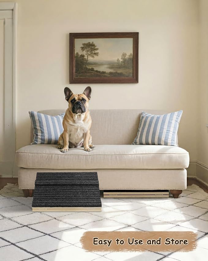 Foldable Wooden Dog Ramp for Stairs, Upgraded Non-Slip Dog ramps, 2 Packs for Small or Medium Dogs and Cats， Step and Stair for Injured and Elderly Pets（No Installation Required）