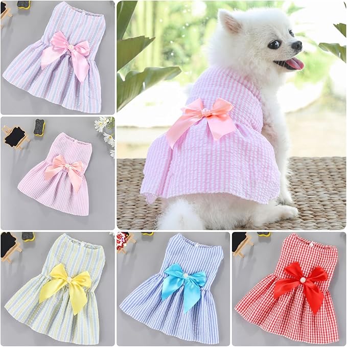 Dog Dress,1PC Dog Dresses with Cute Bowknot,Summer Dogs Clothes Pet Princess Dresses for Chihuahua Yorkies Puppies Cat Outfit