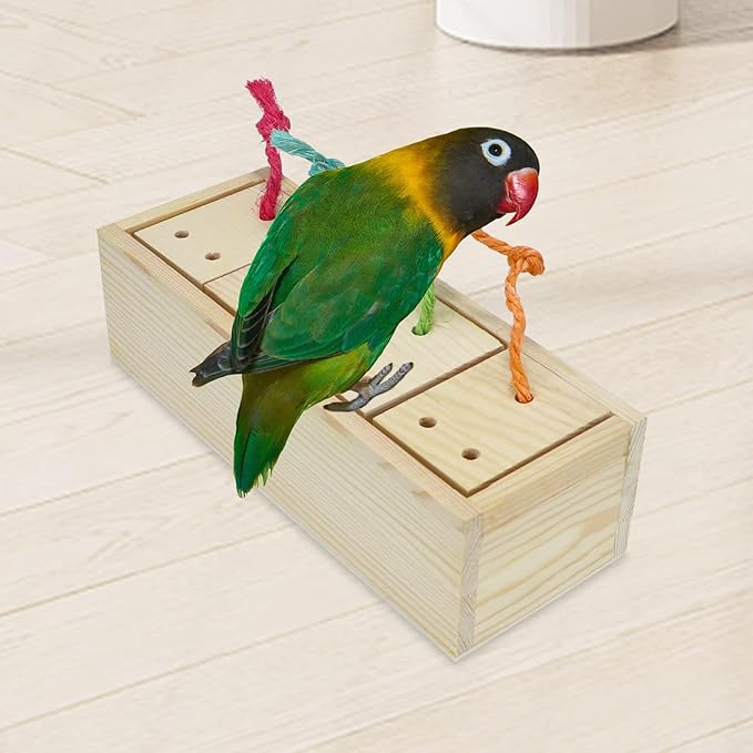 Litewoo Bird Foraging Feeder Toy Training Intelligence Box Wooden for Parrot Budgie Parakeet Cockatiel Conure African Grey Cockatoo Amazon Finch Canary