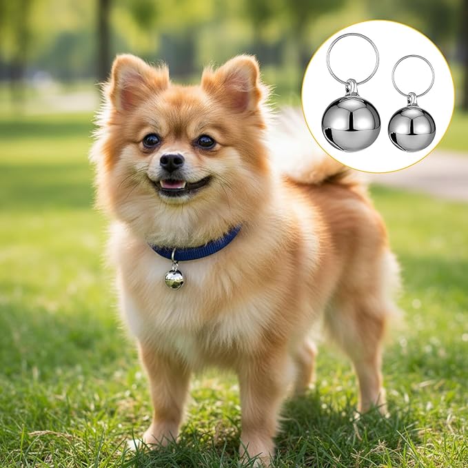 10 Pack Silver Dog Bell, Pet Bells Collar Bells for Small Dogs Cat Collar Charm Hanging Ring Decoration Pet Pendant Accessories Anti-Lost Training Bell DIY Crafts for Pets Daily Use (2 Sizes)