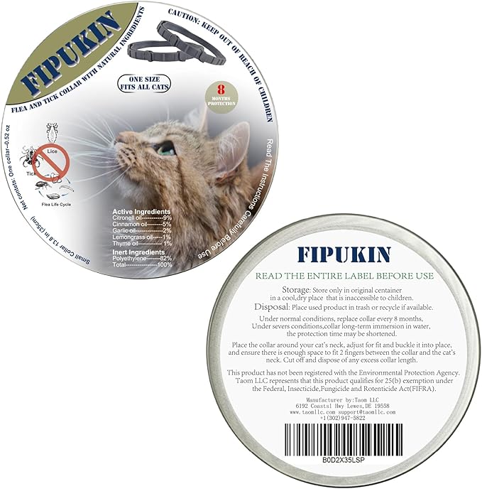 Flea and Tick Collar for Cats, 2‑Pack | Top 50 Ranked (#46), 8‑Month Waterproof Protection with Natural Essential Oils | $1 Donation per Purchase Supports Animal Rescue