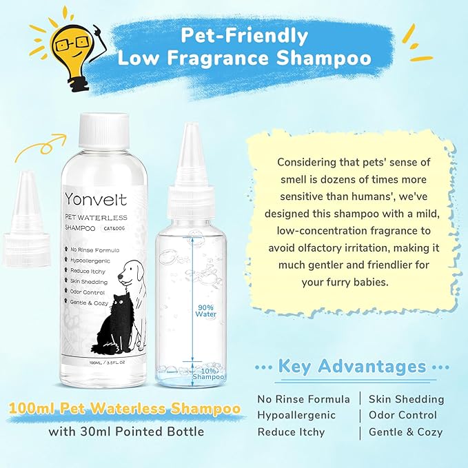 10in1 Pet Mist Spray Brush for Cat & Dog, Hair Health & Grooming Set with 100ml Waterless Shampoo, Nail Clippers, Toothbrush, Comb, Cat Scratcher with Catnip, Eye Ear Paw Dry Wipes & Gloves, Gift-Set
