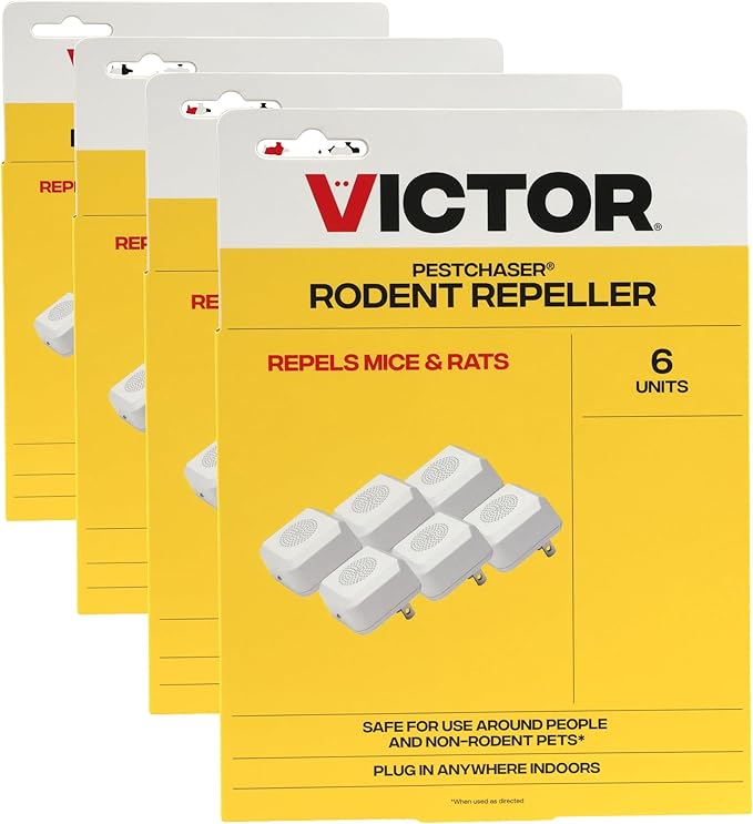 Victor M756K PestChaser Rodent Repellent with Nightlight - Rodent Repellent Indoor Ultrasonic - Rodent Repeller - Mouse Deterrent Plug in - Mouse Plug in Repellent for House - 6 Count| (Pack of 4)