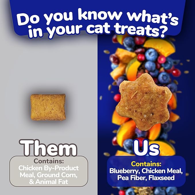 Fruitables Crunchy Low Calorie Treats Packed with Protein for Cats Healthy Free of Wheat, Corn and Soy – Made with Real Chicken with Blueberry – 2.5 Ounces (Pack of 2)