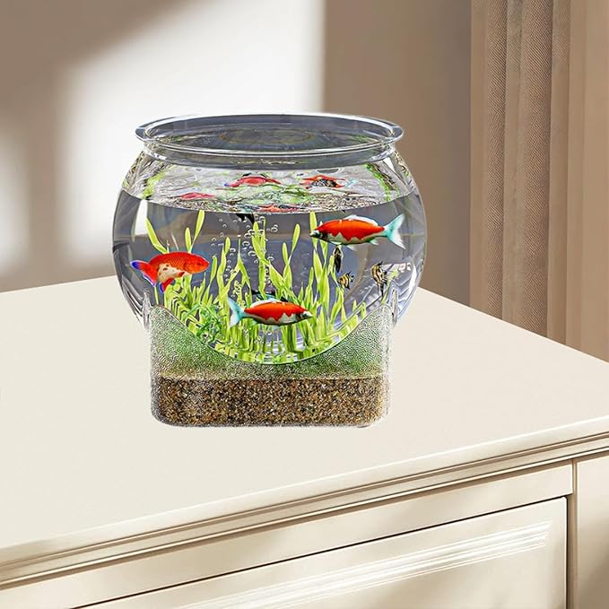 Fish Tank Fish Bowl Aquarium Bowl Multifunctional Accessories,Clear for Home Decor Tabletop Ornament Turtle Viewing Tank, L
