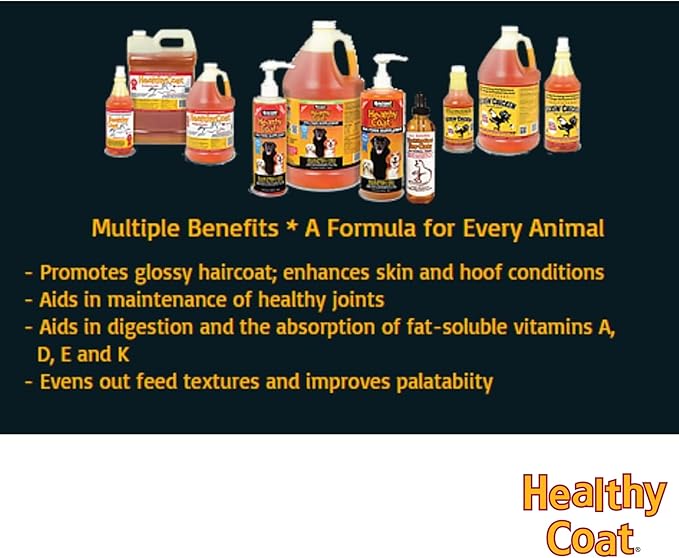 HealthyCoat Kickin’ Chicken Feed Supplement - Pint – All-Natural Omega 3 & 6 Liquid for Poultry – Supports Plumage, Molting Recovery, Egg Production, Skin Health & Immune System – Fortified w/Biotin