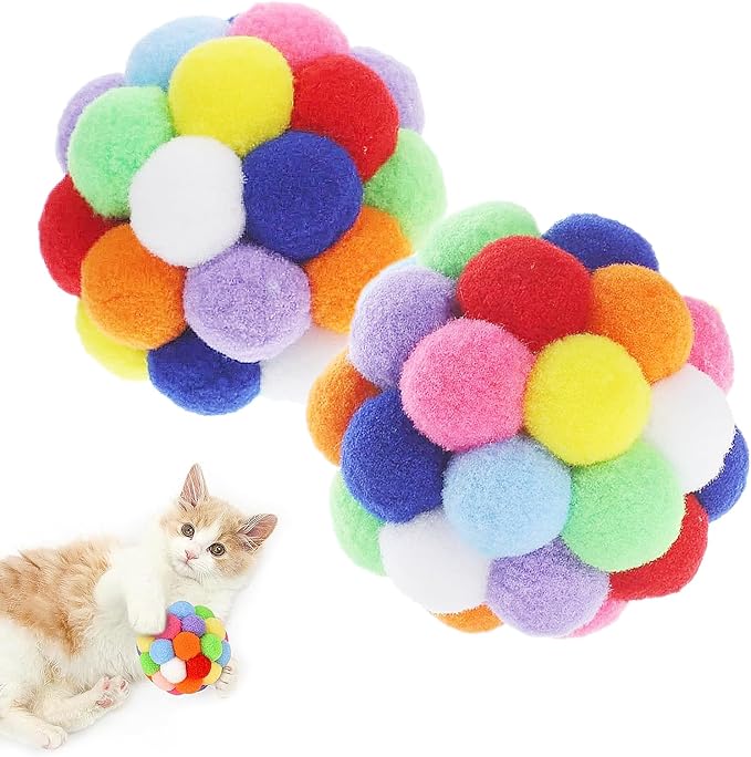 Cat Toys 6PCS - 2.36" Soft Plush Balls for Kittens & Indoor Cats | Machine-Washable Fuzzy Chew Toys, Noiseless Squeeze Play with Vibrant Colors, Durable Kitten Toy Balls (Multicolor)