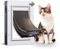 Cat Door Interior Door All Aluminum White 3 Flaps, for Exterior Door Small Cat Dog Doggy Doggie Door, Heavy Duty Pet Door, Insulation Flap, Lockable Closing Panel Telescoping Tunnel, Pets Up to 22lbs