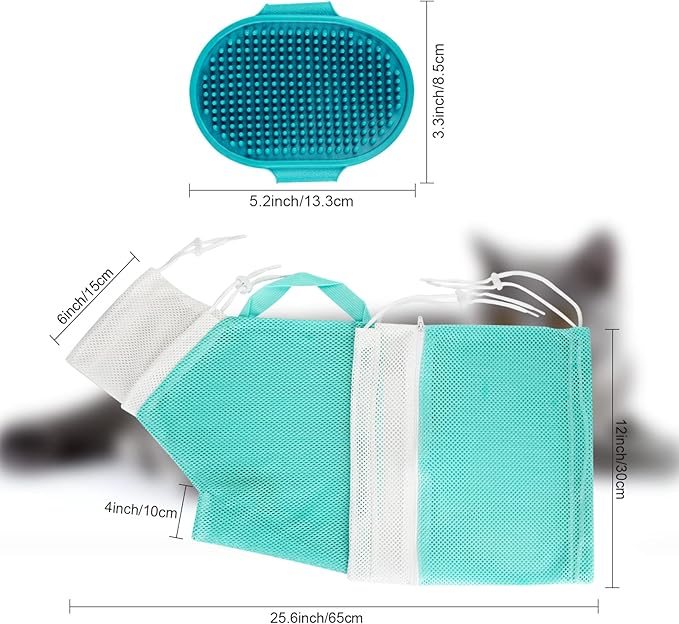 Cat Bag for Bathing Set with Grooming Washing Bag Adjustable Pet Shower Brush - Cat Bathing Mesh Bag Anti Scratch Anti Bite Soft Durable for Cats & Dogs Restraint Grooming Nail Trimming Washing