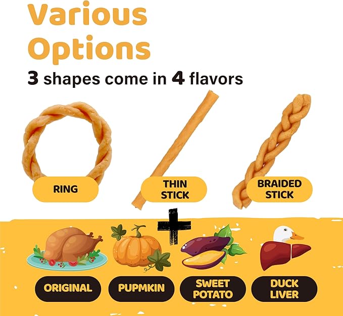 iPaw Turkey Dog Treats, All Natural Human Grade Dog Treat, Suitable for Training chew, US Sourced Raw Material, Hypoallergenic, Rawhide Alternative, Thin Stick (Original)