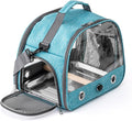 Portable Bird Cage Bird Carriers Foldable Panoramic View with Perch Removable Tray for Parrot Hamster Hedgehog Rabbit Sugar Glider (Blue)