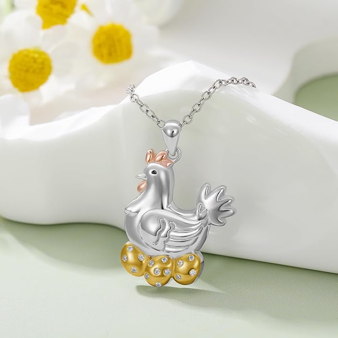 KZX Cat/Dog/Phoenix/Eagle/Whale/Shark/Puffin/Starfish/Chicken/Butterfly/Owl/Bee/Frog/Seahorse Necklace Sterling Silver Animal Pendant Jewelry Gift for Women