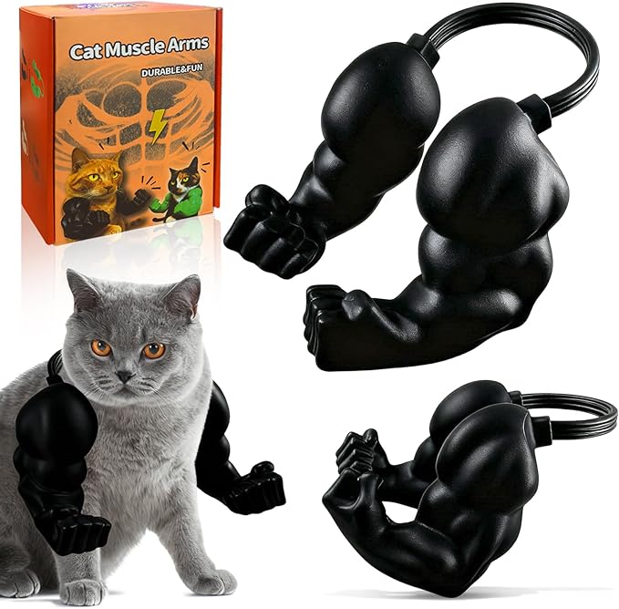 babyye Cat Toys Muscle Arms, Funny Printed Cat's Neck Arm with Muscle, Cats Costume Accessory for Pet Dress-Up, Cosplay, Christmas Parties & Photos (Black)