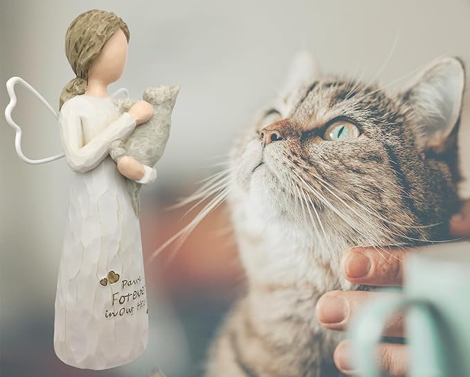 Memorial Gift for Loss of Cat - Sympathy Gift in Memory of Passing Away Pet - Resin Angel Figurine for Cat Mom and Lovers