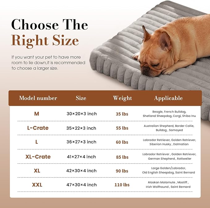Dog Beds for Extra Large Sized Dog, Orthopedic Pet Bed with Waterproof Lining, Soft Short Plush Surface & Egg Crate Foam, Machine Washable Pet Mat with Removable Cover & Anti Slip Bottom