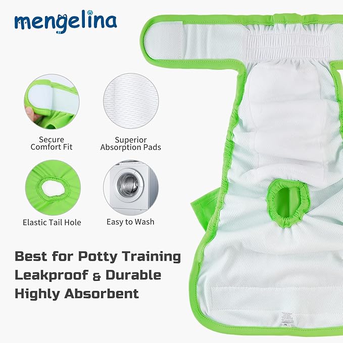 Reusable Dog Diapers Female 3 Pack Washable Highly Absorbent Doggie Diapers, Flexible Doggy Diapers Female, Leak-Proof Puppy Diapers for Dog Period Heat Incontinence Potty Training, S