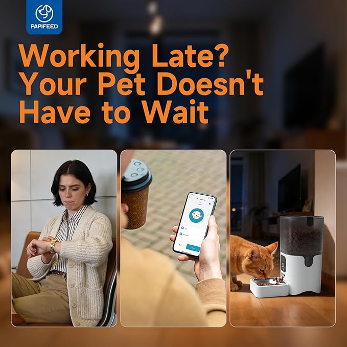 PAPIFEED 5G WiFi Automatic Cat Feeders: Smart Automatic Cat Food Dispenser with Slow Feeding Mode, Detachable for Easy Cleaning, Pet Feeder with Alexa, 1-30 Meals Per Day for Multiple Pets (6L/25 Cup)