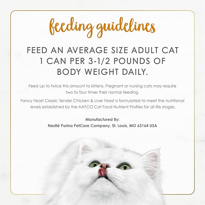 Purina Fancy Feast Tender Chicken and Liver Feast Classic Grain Free Wet Cat Food Pate - (Pack of 24) 3 oz. Cans