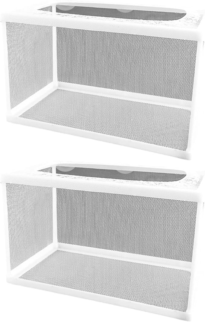 2PCS Protective Aquariums Breeding Cage Netting Nursery Tanks with Suction Cup for Fry Rearing and Secure Observation Fish Breeding Box with Suction Cup