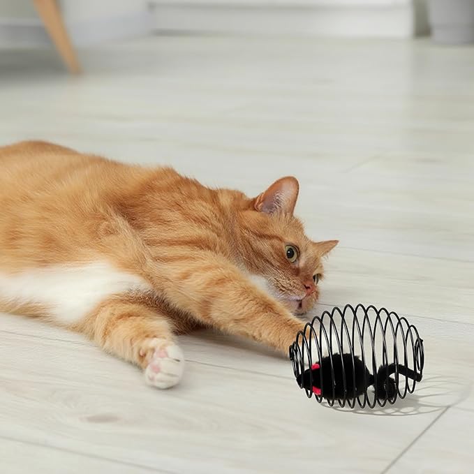 Jecery 5 Pcs Cat Spring Balls Toys Stretchable Rolling Balls Colorful Playful Coils Interactive Action Toy Caged Rats for Kitten Pet Supplies (Mouse,Black)