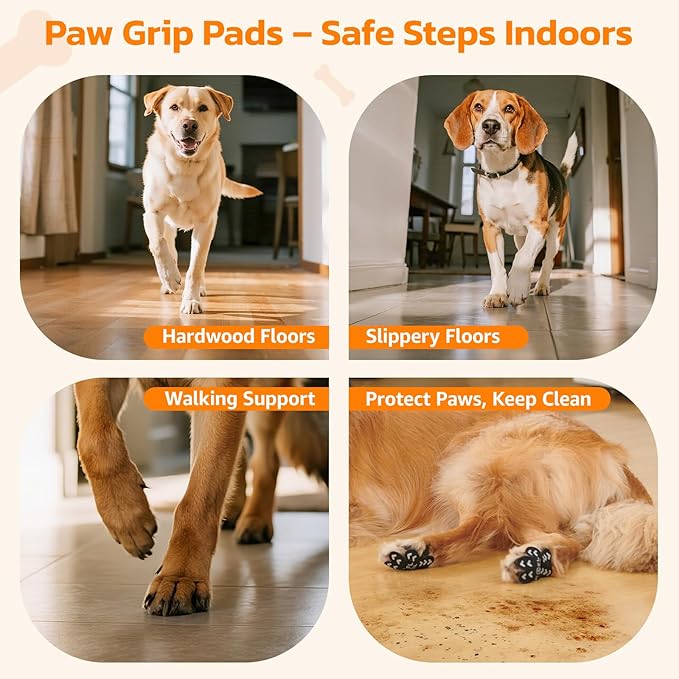 Anti-Slip Dog Paw Protector Pads for Senior Dogs, Dog Paw Blue Stickers with Strong Traction on Hardwood Floor, Dog Essentials,12sets(48pcs) S(4-10lbs)