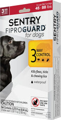 Sentry Fiproguard for Dogs, Flea and Tick Prevention for Dogs (45-88 Pounds), Includes 3 Month Supply of Topical Flea Treatments
