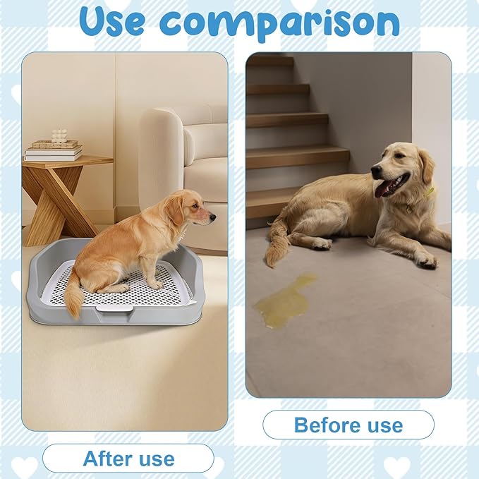 XL Dog Litter Box,Pee Pad Holder, Puppy Pads Holder,Include Box,Pee Pad&Cloth,Puppy Potty Training Tray for Small/Medium Dog
