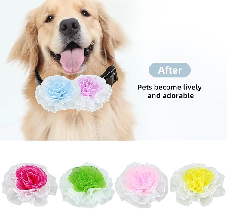 6Pcs Dog Collar Accessories, Floral Charms Decorations for Cats and Dogs