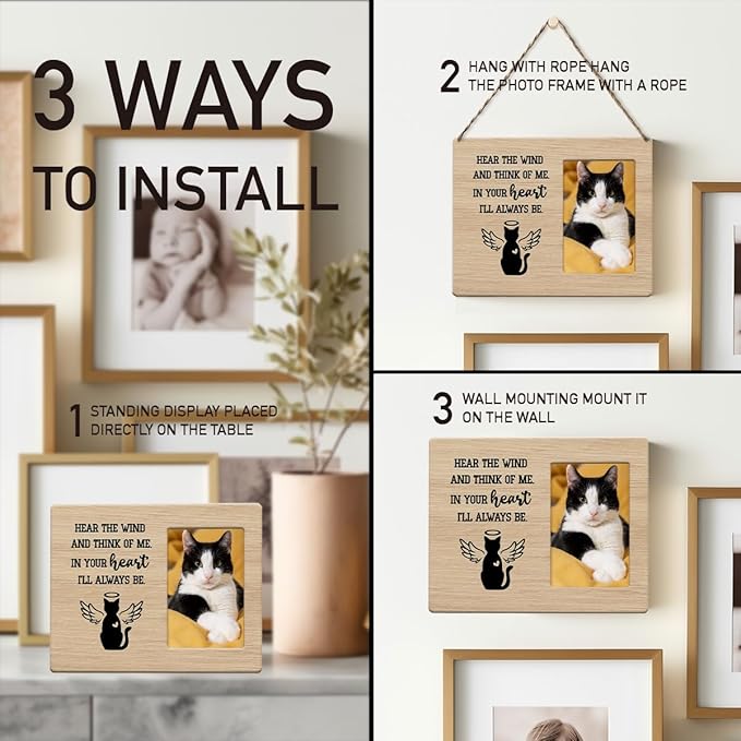IAXIC Pet Memorial Gifts for Cats, Cat Loss Of Cat, Sympathy Gift Picture Frame, Gifts, Remembrance Photo Frame Desk Shelf Table Top Decor